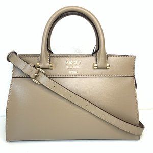 DKNY Ava Satchel Crossbody Bag Tan/Gold Medium